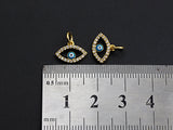 Cute CZ Micro Pave Enamel Evil Eye Pendant/Charm, Gold Plated Tiny Eye Charm, 9x12mm, sku#Z775