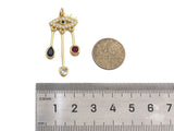 Clorful CZ Micro Pave Evil Eye With Heart Teardrop Coin Pendant Shape Charm Pendant, Cubic Zirconia Evil Eye Charm,16x38mm,Sku#LK159