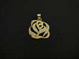 CZ Micro Pave Rose Flower Pendant/Charm,Cubic Zirconia Paved