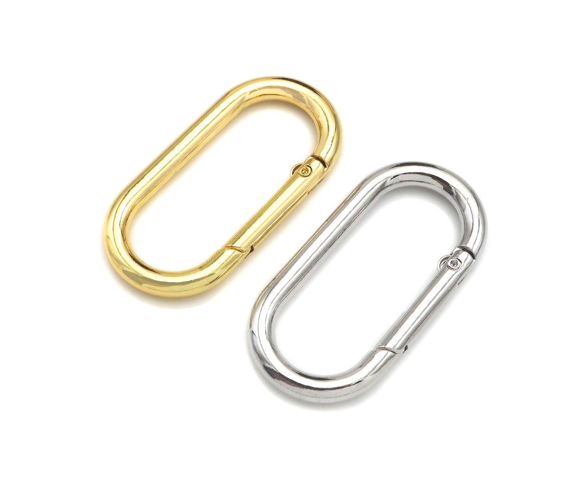TRUDIVE 3mm ロンスプ　S ゴールド　ナップサック付 50mm Large Spring Gate, Gold/Silver Large Oval Clasp, Snap Clip