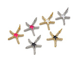 CZ Enamel Starfish Shape Charm, Gold/Silver Finish Enamel CZ Pave Star Fish Pendant, Pave Charm,16x18mm, sku#L323
