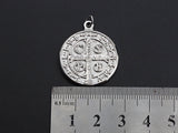 Saint St Benedict Medallion Protection Coin Pendant, Round Coin Pendant, Religious Pendant,Gold/Silver Tone, 25x29mm, Sku#Z726