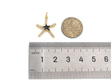 CZ Enamel Starfish Shape Charm, Gold/Silver Finish Enamel CZ Pave Star Fish Pendant, Pave Charm,16x18mm, sku#L323
