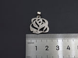 CZ Micro Pave Rose Flower Pendant/Charm,Cubic Zirconia Paved