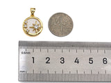Clear CZ Micro Pave North Star On Round Coin Shape Pendant Charm, Cubic Zirconia Round Coin Mother Of Pearl Charm,14x16mm,sku#LK160