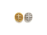 CZ Pave Cage beads, Cubic Zirconia 11x12mm Spacer Beads, Gold/Silver Spacer Beads, sku#Z875