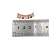 Colorful CZ Curve Bar with Dangles Charm/Pendant,SKU#F1131