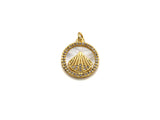 Clear CZ Micro Pave Scallop Shell on Mother-of-pearl Pendant