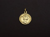 Medallion Elizabeth Queen Coin Pendant, Round Coin Pendant,  Gold Coin Pendant,13x16 mm, Sku#Z728