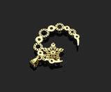 CZ Micro Pave Moon and Five Point Star Shape Pendant, Sku#F1395C