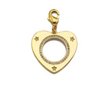 CZ Micro Pave Round Hollow Out Heart Pendant/Charm, Bracelet Necklace CZ Heart Pendant Charm, Silver/Gold Tone,25x24mm,Sku#L459