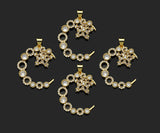CZ Micro Pave Moon and Five Point Star Shape Pendant, Sku#F1395C
