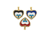 Enamel Colorful Evil Eye Heart Shape Pendant,CZ Micro Pave O