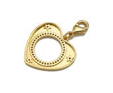 CZ Micro Pave Round Hollow Out Heart Pendant/Charm, Bracelet Necklace CZ Heart Pendant Charm, Silver/Gold Tone,25x24mm,Sku#L459