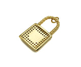 CZ Micro Pave Heart On Lock Shape Pendant/Charm,18K Gold Fil
