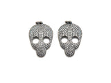 Rhodium CZ Micro Pave Skull Head Pendant, Antique Silver Tone, Cubic Zirconia Pave Skull Pendant,18x31mm,sku#X126