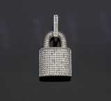 CZ Micro Pave Lock Shape Pendant, Dainty Gold Silver Lock Charm, Necklace Bracelet Charm Pendant,16x25mm,Sku#F1255