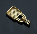 CZ Micro Pave Lock Shape Pendant, Dainty Gold Silver Lock Charm, Necklace Bracelet Charm Pendant,16x25mm,Sku#F1255