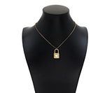 CZ Micro Pave Heart On Lock Shape Pendant/Charm,18K Gold Fil