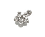 CZ Micro Pave Flower Shape Pendant,Cubic ZirconiaGold/silver Charm, Necklace Bracelet Charm Pendant, 14x18mm, Sku#F1396