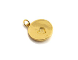 Medallion Heart Pendant/Charm, Embossment Heart Disc Pendant, Cubic Zirconia Pendant, Gold Tone, 18x20mm, Sku#Z693