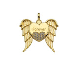 CZ Micro Pave Forever Word On Heart With Wings Shape Pendant, 18K Gold Filled Heart Charm, Necklace Bracelet Charm Pendant,30x31mm,Sku#LD130