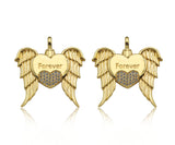 CZ Micro Pave Forever Word On Heart With Wings Shape Pendant, 18K Gold Filled Heart Charm, Necklace Bracelet Charm Pendant,30x31mm,Sku#LD130