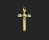 Gold Filled CZ Micro Pave Cross Sword Shape Pendant, 18K Gold Filled Cross Charm, Necklace Bracelet Charm Pendant, 40x21mm,Sku#Y459