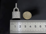 CZ Micro Pave Lock Shape Pendant, Dainty Gold Silver Lock Charm, Necklace Bracelet Charm Pendant,16x25mm,Sku#F1255