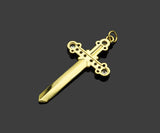 Gold Filled CZ Micro Pave Cross Sword Shape Pendant, 18K Gold Filled Cross Charm, Necklace Bracelet Charm Pendant, 40x21mm,Sku#Y459