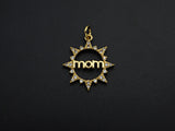 CZ Micro Pave Mama On Round Ring Charm Pendant,Round Cubic Zirconia Pendant,DIY Mother's Day Gift, 18x20mm,Sku#F1105