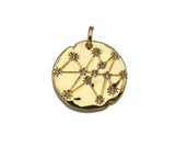 Pave Multi Stars Hammered Coin Pendant/Charm, Sku#L403
