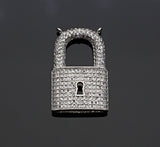 CZ Micro Pave Lock Shape Pendant, Dainty Gold Silver Lock Charm,Necklace Bracelet Charm Pendant, 16x26mm,Sku#F1256