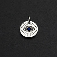 CZ Micro Pave Round Evil Eye on Disc Pendant/Charm, Lucky eye Cubic Zirconia Pendant, Silver/Gold Tone,11x11mm,Sku#Z463