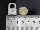 CZ Micro Pave Lock Shape Pendant, Dainty Gold Silver Lock Charm,Necklace Bracelet Charm Pendant, 16x26mm,Sku#F1256