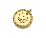 CZ Micro Pave Cresent Moon Star On Round Coin Pendant, Bracelet Necklace CZ  Round Coin Pendant Charm, Silver/Gold Tone,16x16mm,sku#L461