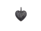Black CZ Pave On Black Micro Pave Heart Pendant/Charm,Cubic Zirconia Pendant,Fashion Jewelry Findings, 23x24mm, sku#Z1024