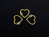 Clear CZ Micro pave Heart Shape Clasp, CZ Pave Heart Clasp, 18K Matte Gold Carabiner Clasp, heart clasp, 18mm, sku#H203