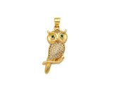 CZ Micro Pave Owl Shape Pendant/Charm,Cubic Zirconia Charm, Necklace Bracelet Charm Pendant,12x29mm, Sku#Z1290