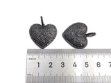 Black CZ Pave On Black Micro Pave Heart Pendant/Charm,Cubic Zirconia Pendant,Fashion Jewelry Findings, 23x24mm, sku#Z1024
