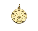 CZ Micro Pave Luck North Star Coin Pendant/Charm,Sku#L405