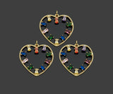 Gold Filled Colorful Baguette CZ Micro Pave Heart Shape Pendant, 14K Gold Filled Heart Charm, Necklace Bracelet Pendant,26x25mm,Sku#CP22