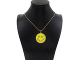 Large Pave Enamel Yellow Smiley Face 38mm Pendant, Cubic Zirconia Pave Pendant, Happy face charm, Yellow Smiley Face, Sku#ML40
