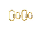 Matte Gold Clear CZ Micro pave Oval Shape Clasp, CZ Pave Clasp, 24K Gold Carabiner Clasp,10x19mm/14x28mm, sku#H204