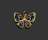 Gold Filled Violet Baguette CZ Micro Pave Butterfly Pendant,14K Gold Filled Butterfly Charm, Necklace Bracelet Pendant,21x15mm,Sku#CP23