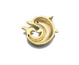 Gold Dolphin Shape CZ Micro Pave Charms,  23x25mm, Sku#F1278C