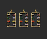 Gold Filled Colorful Baguette CZ Micro Pave Rectangle Shape Pendant, 14K Gold Filled Charm, Necklace Bracelet Charm Pendant,14x25mm,Sku#CP24