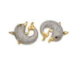 Gold Dolphin Shape CZ Micro Pave Charms,  23x25mm, Sku#F1278C