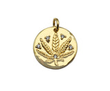 CZ Micro Pave Maple Leaf  On Round Coin Pendant/Charm,Cubic Zirconia Charm, Necklace Bracelet Charm Pendant,16x16mm, Sku#L407