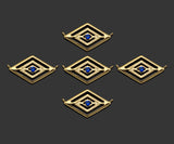 Gold Filled Cobalt CZ Micro Pave Evil Eye Rhombus Shape Pendant,14K Gold Filled Evil Eye Charm, Necklace Bracelet Pendant,11x19mm,Sku#CP26